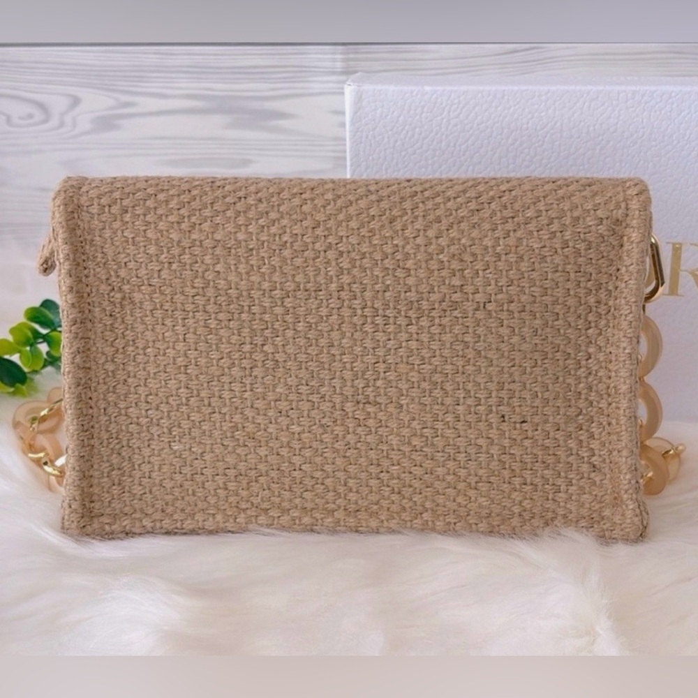 Dior Beauty Raffia Clutch Shoulder Bag with Resin Strap - Picture 3 of 15